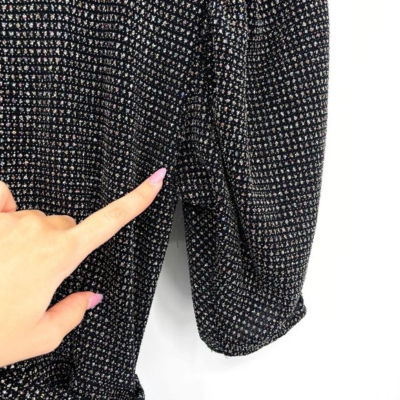 For Love & Lemons Black Margaux Glitter Deep V Ruched Mini Dress Womens M NWT - Picture 10 of 12